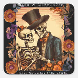 Adesivo Quadrado Vintage Skeleton Casal Wedding