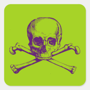 Adesivo Quadrado Vintage Skull & Crossbones