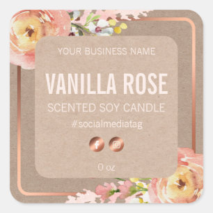 Adesivo Quadrado Vintage Spring Flowers Kraft Product Labs