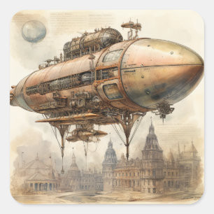 Adesivo Quadrado Vintage Steampunk Zeppelin (12)