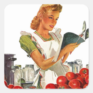 Adesivo Quadrado Vintage Sticker Gift Canning Tomates Sausa Salsa