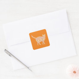 Adesivo Quadrado Vintage Style Orange Cat Silhouker