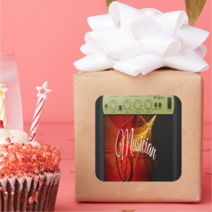 Adesivo Quadrado Vintage Sunburst Guitar Player