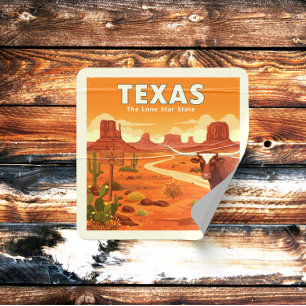 Adesivo Quadrado Vintage Texas