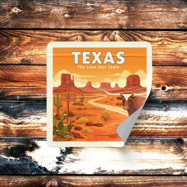 Adesivo Quadrado Vintage Texas (Criador carregado)