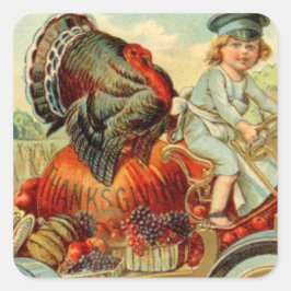 Adesivo Quadrado Vintage Thankand Holiday Turkey Square Sticker