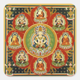 Adesivo Quadrado Vintage Tibetano - Budismo Tantrítico Buda Mandala