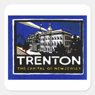 Adesivo Quadrado Vintage Trenton NJ Poster