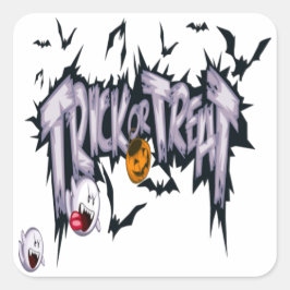 Adesivo Quadrado Vintage Trick ou Treine Design Halloween Parade