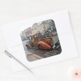 Adesivo Quadrado Vintage Truck & Bicycle / Jerome AZ Envelope Seals