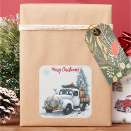 Adesivo Quadrado Vintage Truck Holiday Sticker
