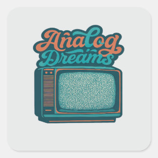 Adesivo Quadrado 📺Vintage TV Retro Art – "Analog Dreams" Graphic