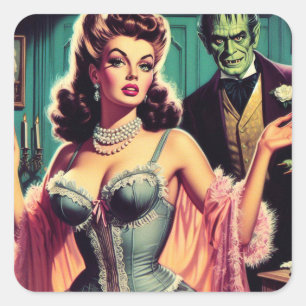 Adesivo Quadrado Vintage Vampire Girl