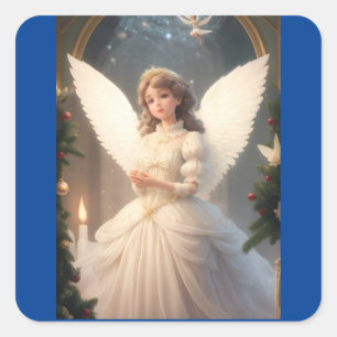 Adesivo Quadrado Vintage Victorian Christmas Angel