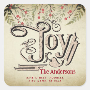 Adesivo Quadrado Vintage victorian joy botanly