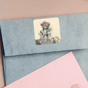 Adesivo Quadrado Vintage Victorian Little Bo Peep Sheikale