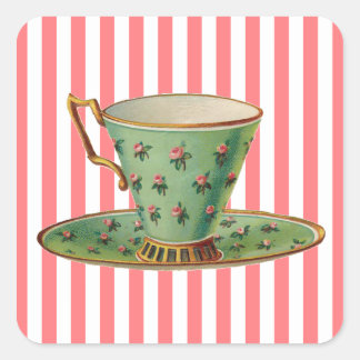 Adesivo Quadrado Vintage Victorian Tea Cup