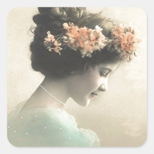 Adesivo Quadrado Vintage Victorian Woman