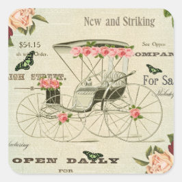 Adesivo Quadrado Vintage vigtorian girassol w flores