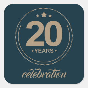 Adesivo Quadrado Vintage Vintage 20 Anos Celebration Sticker