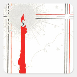 Adesivo Quadrado Vintage Vintage Vela de Natal na Janela