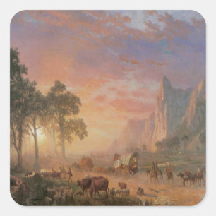 Adesivo Quadrado Vintage Vintage West Cowboys Vagões