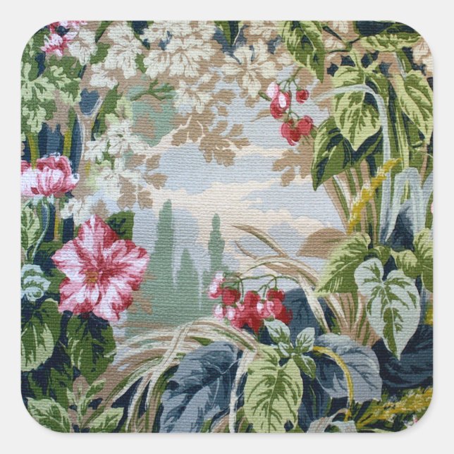Adesivo Quadrado Vintage Wallpaper Garden Landscape (Frente)