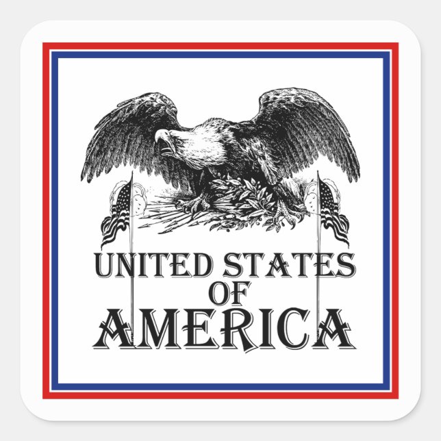 Adesivo Quadrado Vintage War Eagle (Frente)