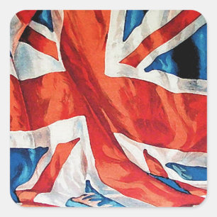 Adesivo Quadrado Vintage Wartime Wavy Union Jack British Flag