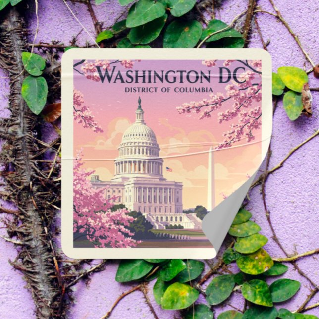 Adesivo Quadrado Vintage Washington D.C. (Criador carregado)