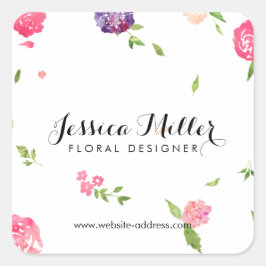 Adesivo Quadrado Vintage Watercolor Florals Artesanato Designer II
