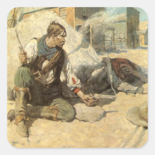 Adesivo Quadrado Vintage Western Cowboys, Hopway, NC Wyeth
