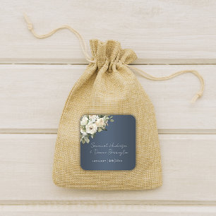 Adesivo Quadrado Vintage White Roses em Dusty Blue Wedes