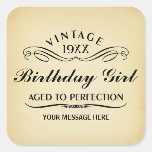 Adesivo Quadrado Vintage Wine Pessoa Engraçada Aniversário Sticke