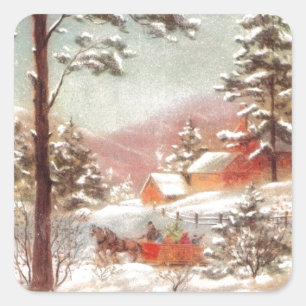 Adesivo Quadrado Vintage Winter Country Cena