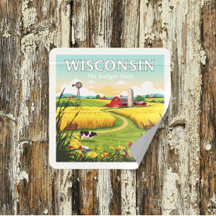 Adesivo Quadrado Vintage Wisconsin