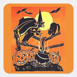 Adesivo Quadrado Vintage Witch Stickers