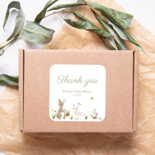 Adesivo Quadrado Vintage Woodland Animal Chá de fraldas a favor