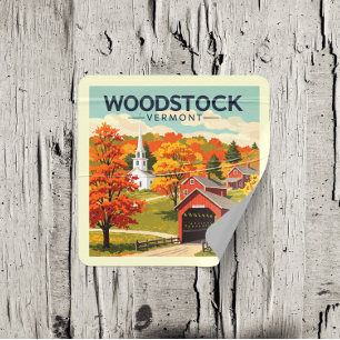 Adesivo Quadrado Vintage Woodstock Vermont