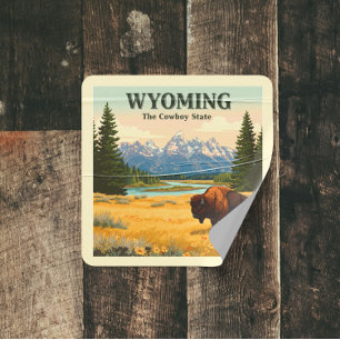 Adesivo Quadrado Vintage Wyoming