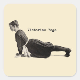Adesivo Quadrado Vintage Yoga Woman Up Dog Antigamente