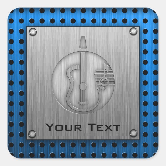 Adesivo Quadrado Violão Acústico; Olho de metal escovado (Frente)