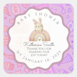 Adesivo Quadrado VIOLET bunny pastel party babyshower