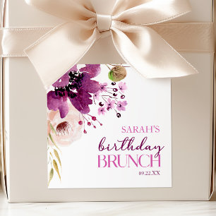 Adesivo Quadrado Violet Magenta Purple Floral Brunthday