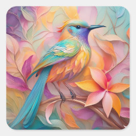 Adesivo Quadrado Violet Throed Songbird Fantasy Bird