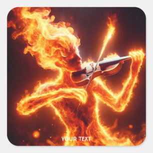 Adesivo Quadrado Violino Elemental de Fogo Fantasy