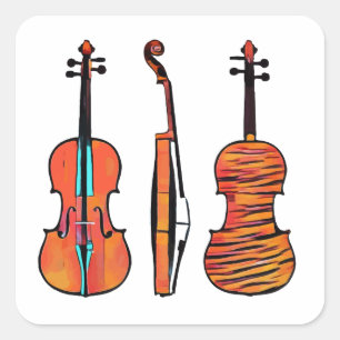 Adesivo Quadrado violino violinza instrumentos musicais originais a
