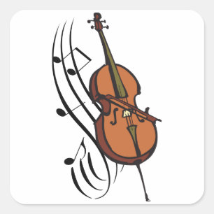 Adesivo Quadrado Violoncelo e música