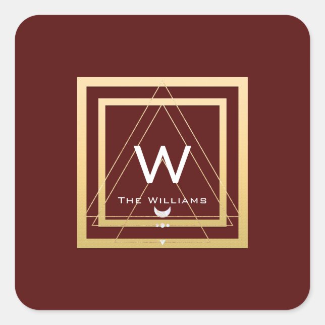 Adesivo Quadrado Vip Geometriv do Minimalismo da estrutura do Ouro  (Frente)