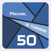 Virando 50 Abstrato Azul Geométrico 50º Aniversári